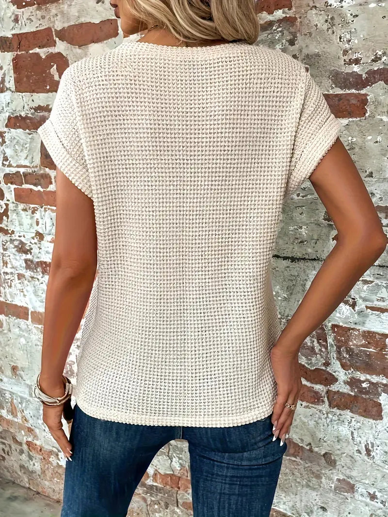 T-shirt d'été - Col rond - Manches chauve-souris - Design tendance-T-Shirts pour Femmes-PARIS FEMME