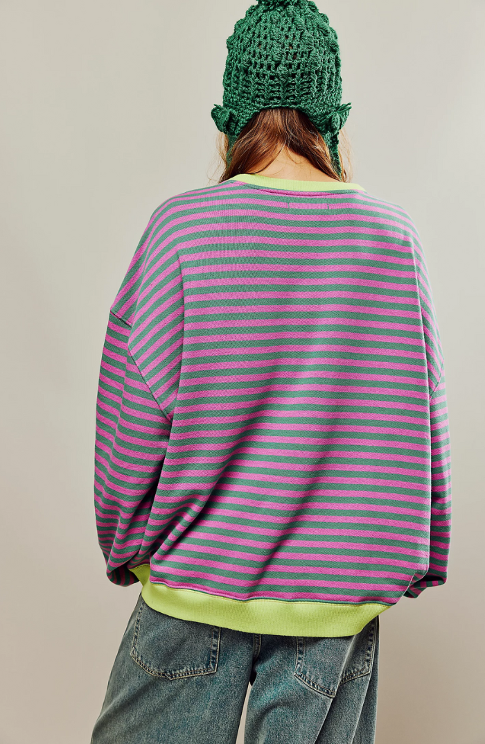 Oversized Rayé Sweat-shirt Femme-Chemisier-PARIS FEMME