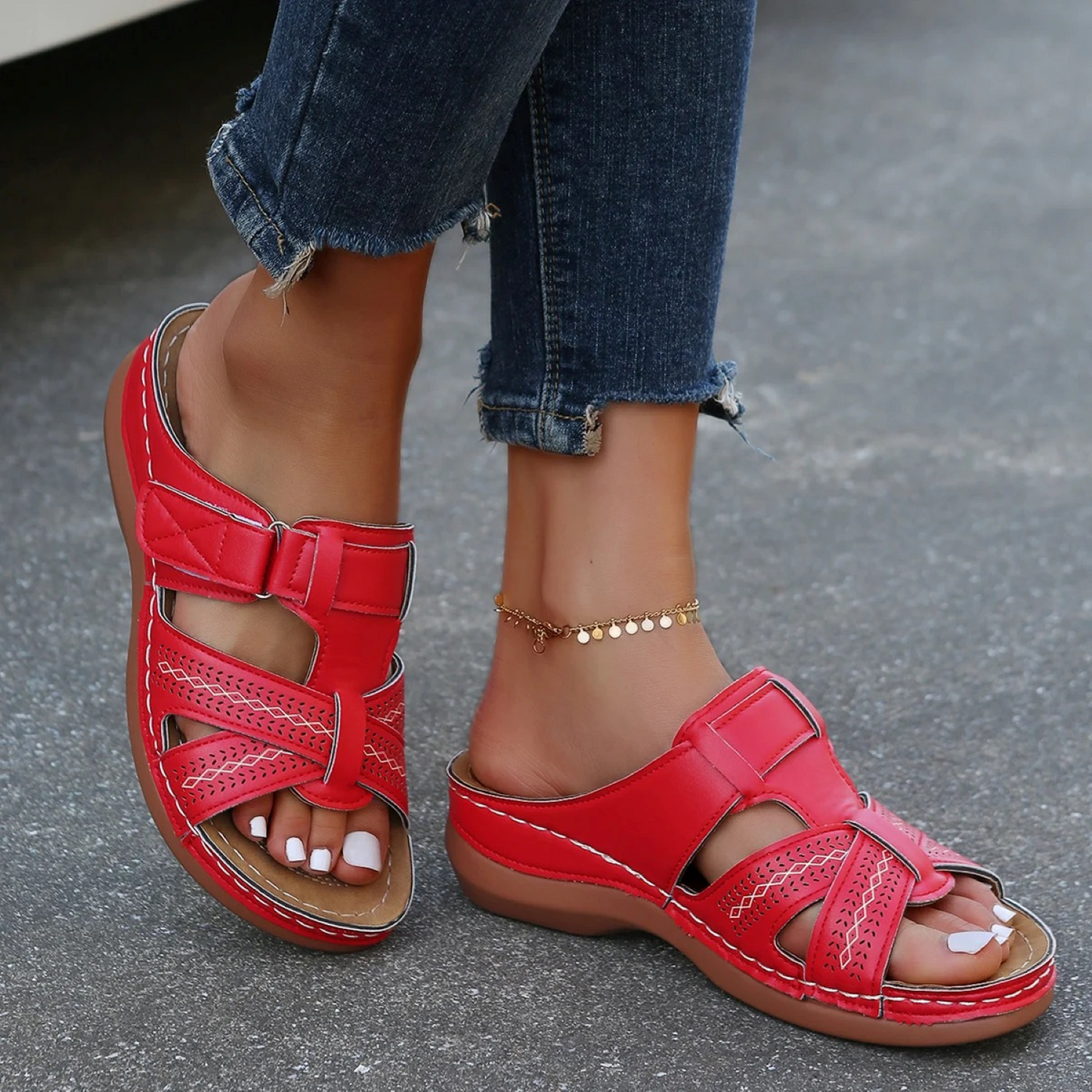 Sandales orthopédiques en cuir pour femmes | Confort-CHAUSSURES ORTHOPÉDIQUES-PARIS FEMME