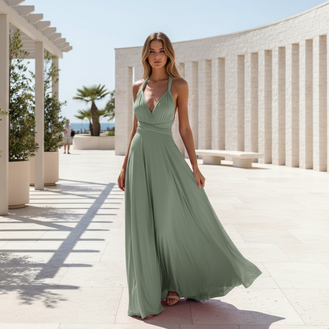Robe de soirée maxi Marie - croisée - dos dénudé