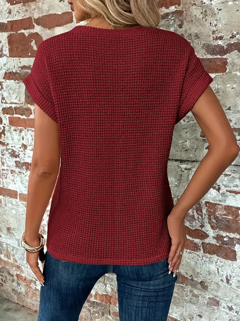 T-shirt d'été - Col rond - Manches chauve-souris - Design tendance-T-Shirts pour Femmes-PARIS FEMME