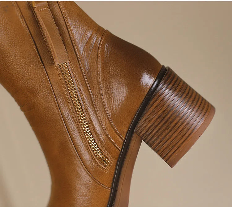Bottes Cuir Talon Moyen - Élégance LUXE™-Chaussures-PARIS FEMME