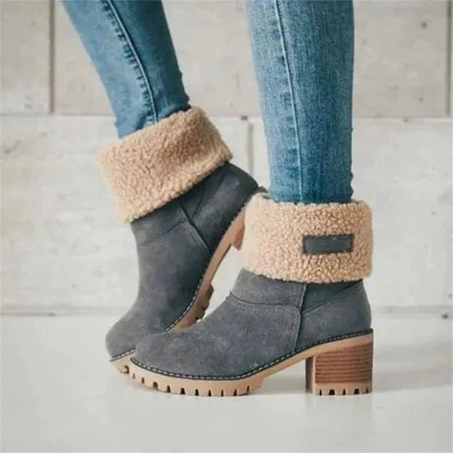 Bottes mi-hautes en laine - Confort et style - Femme-Chaussures-PARIS FEMME
