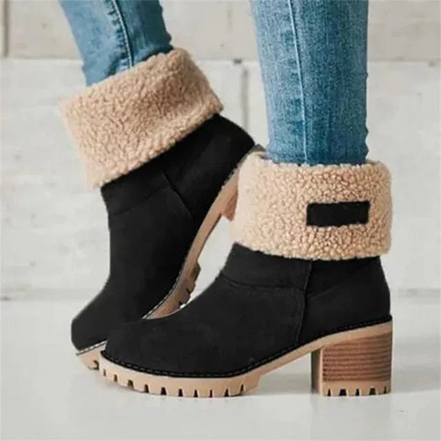 Bottes mi-hautes en laine - Confort et style - Femme-Chaussures-PARIS FEMME