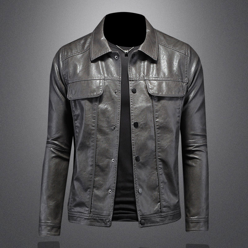 Veste de Biker Homme en Cuir Élégant