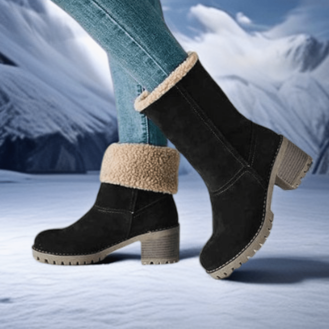 Bottes mi-hautes en laine - Confort et style - Femme-Chaussures-PARIS FEMME