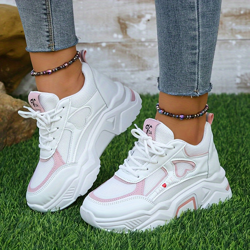 Baskets Légères Cœur Lacets Femme - Style Décontracté-Chaussures-PARIS FEMME