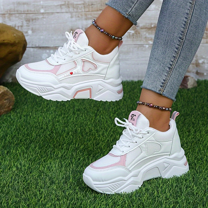 Baskets Légères Cœur Lacets Femme - Style Décontracté-Chaussures-PARIS FEMME