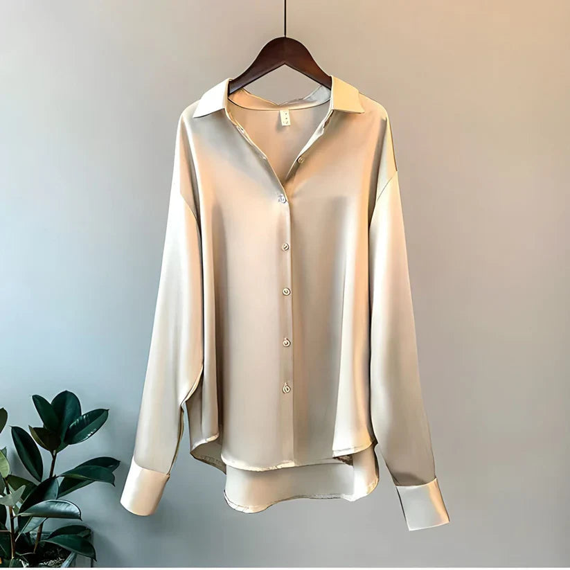 Soie Blouse - Confortable - Manches Longues Femme-Chemisier-PARIS FEMME