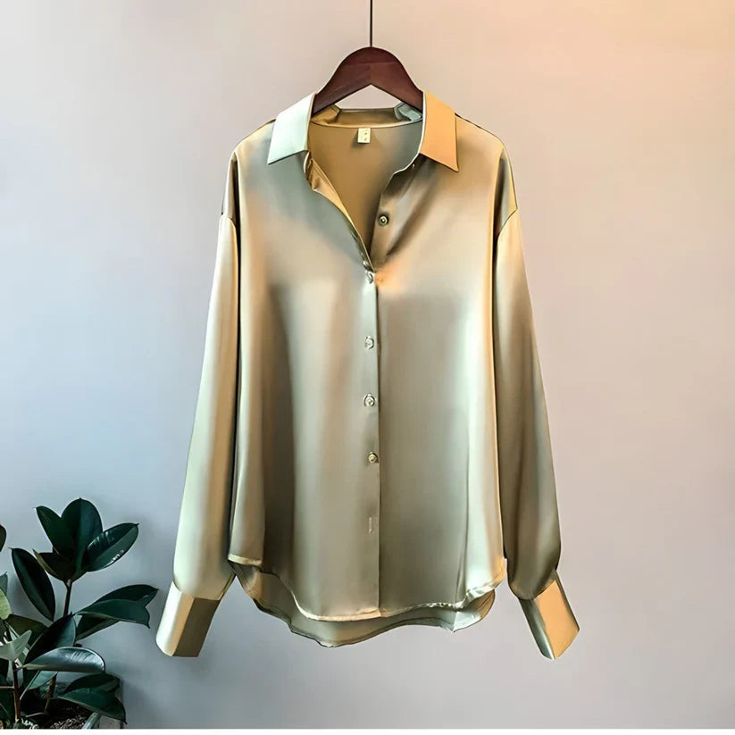 Soie Blouse - Confortable - Manches Longues Femme-Chemisier-PARIS FEMME