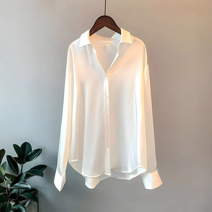 Soie Blouse - Confortable - Manches Longues Femme-Chemisier-PARIS FEMME