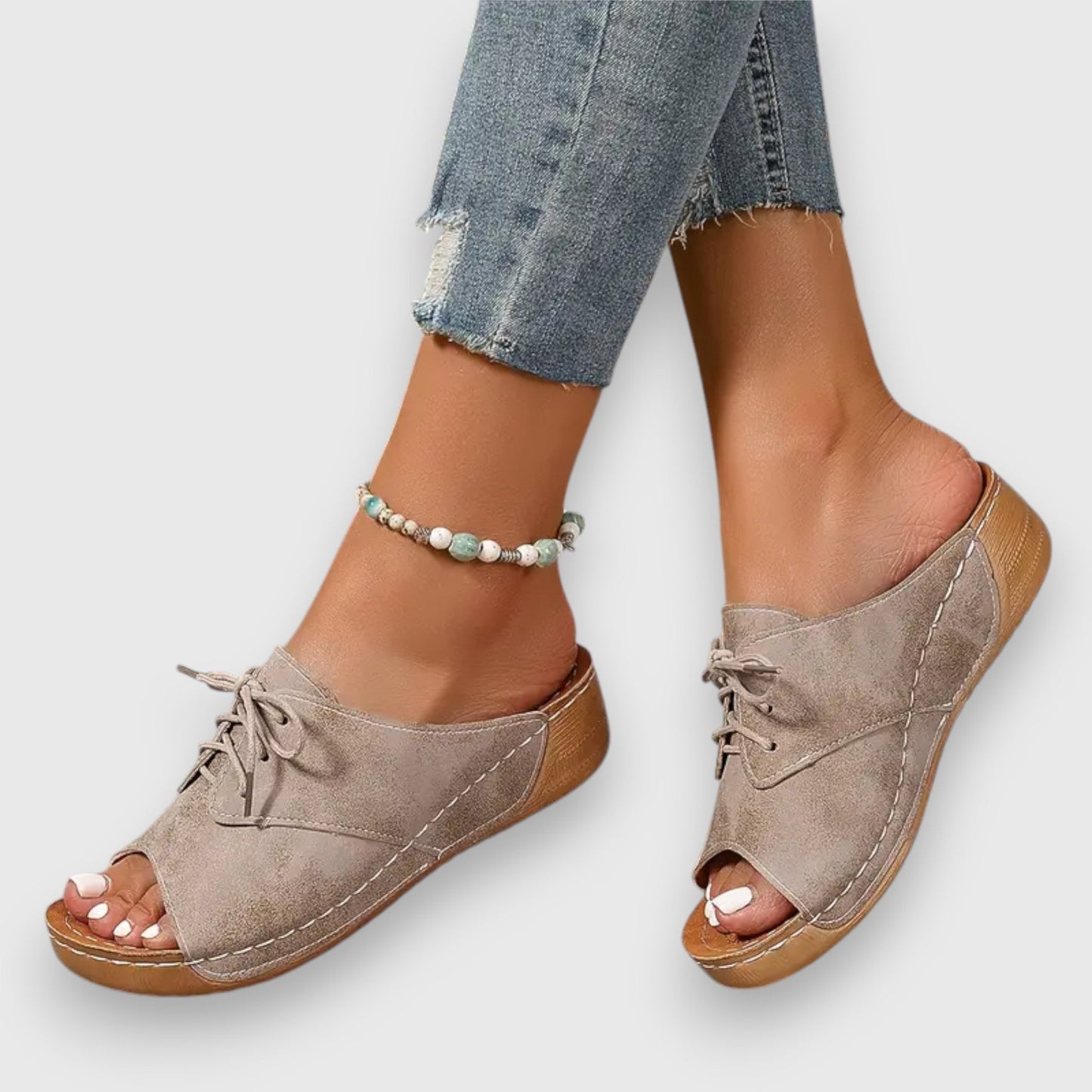 Marina - Sandales à talon ouvert Chikke avec lacets-Sandales-PARIS FEMME