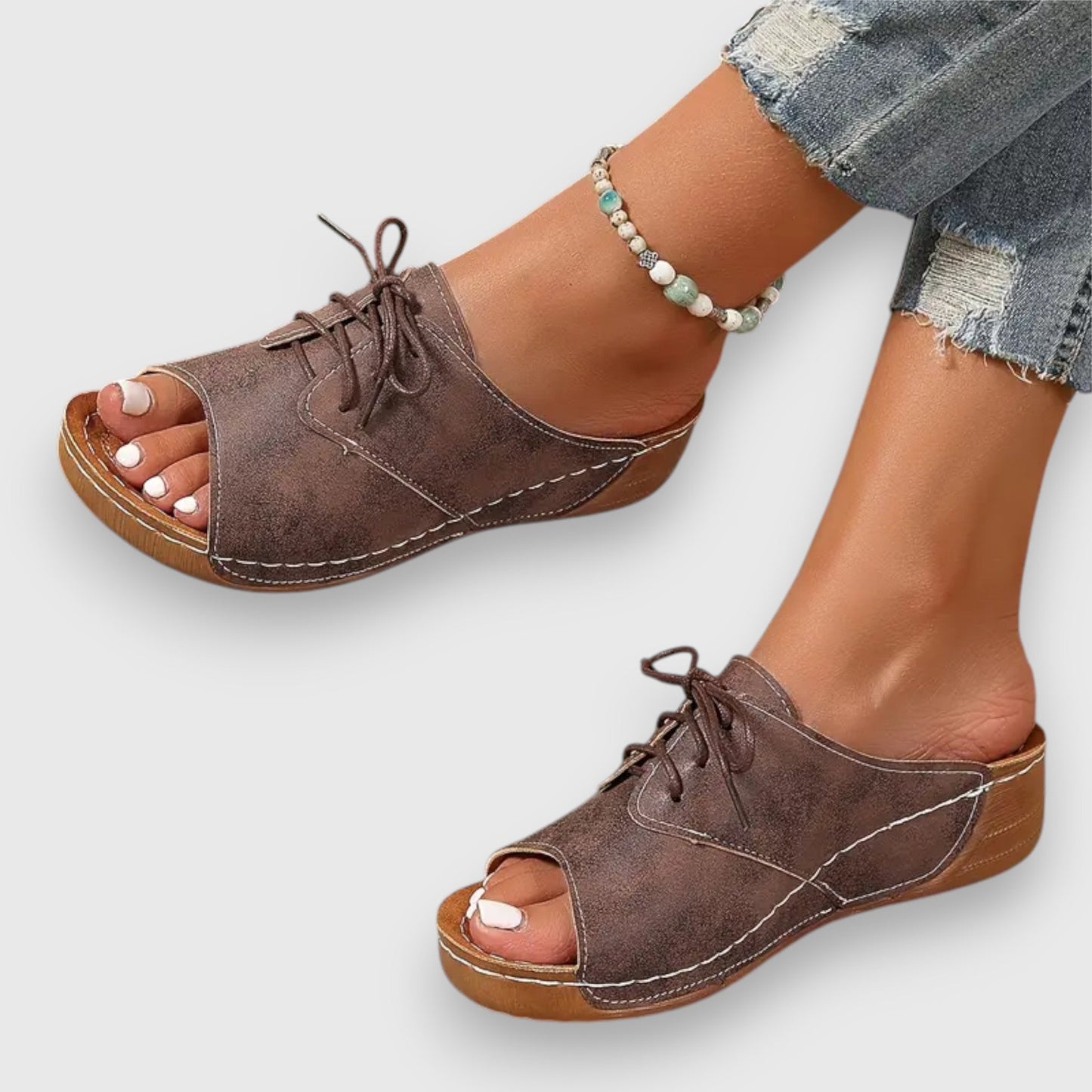 Marina - Sandales à talon ouvert Chikke avec lacets-Sandales-PARIS FEMME