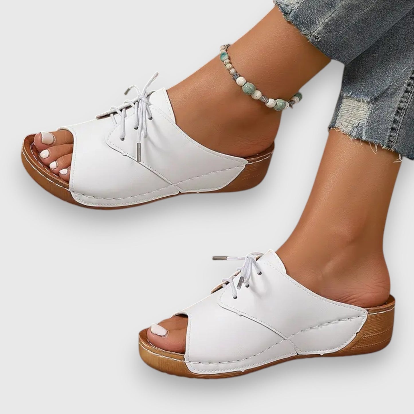 Marina - Sandales à talon ouvert Chikke avec lacets-Sandales-PARIS FEMME