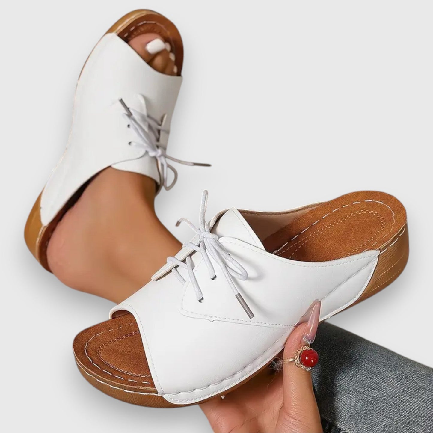 Marina - Sandales à talon ouvert Chikke avec lacets-Sandales-PARIS FEMME