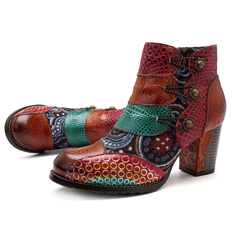 Bottines Gracosy Cuir Authentique Vintage - Élégance et Style-Chaussures-PARIS FEMME