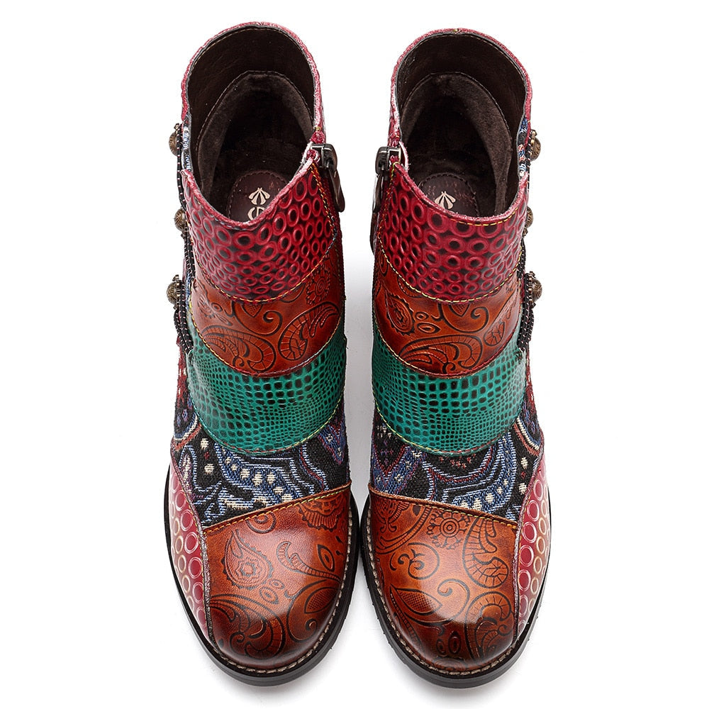 Bottines Gracosy Cuir Authentique Vintage - Élégance et Style-Chaussures-PARIS FEMME