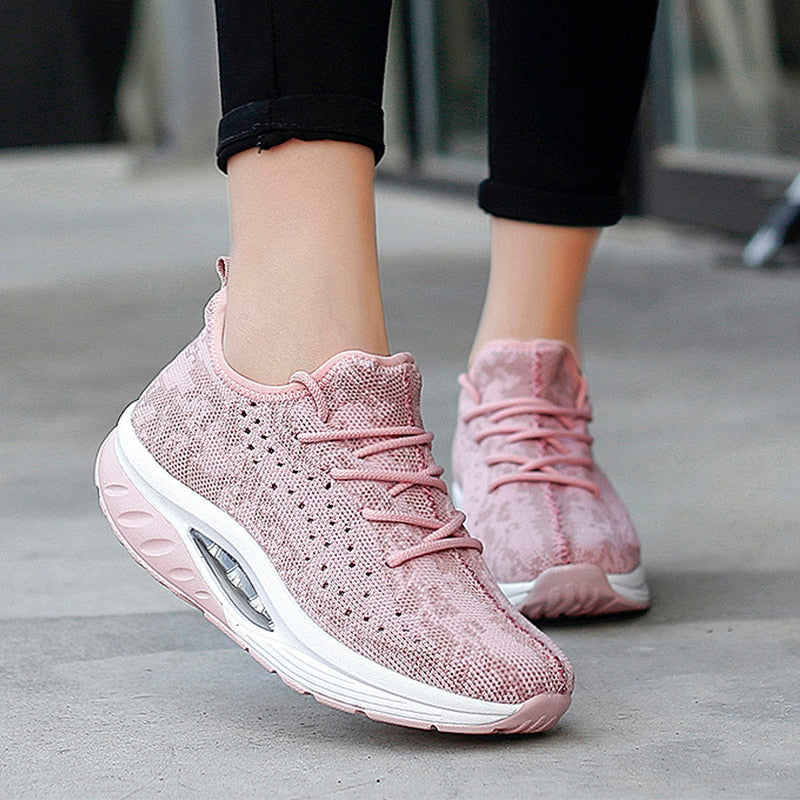 Baskets Tricot Élégantes Femme - Semelle Air Cushion-Chaussures-PARIS FEMME