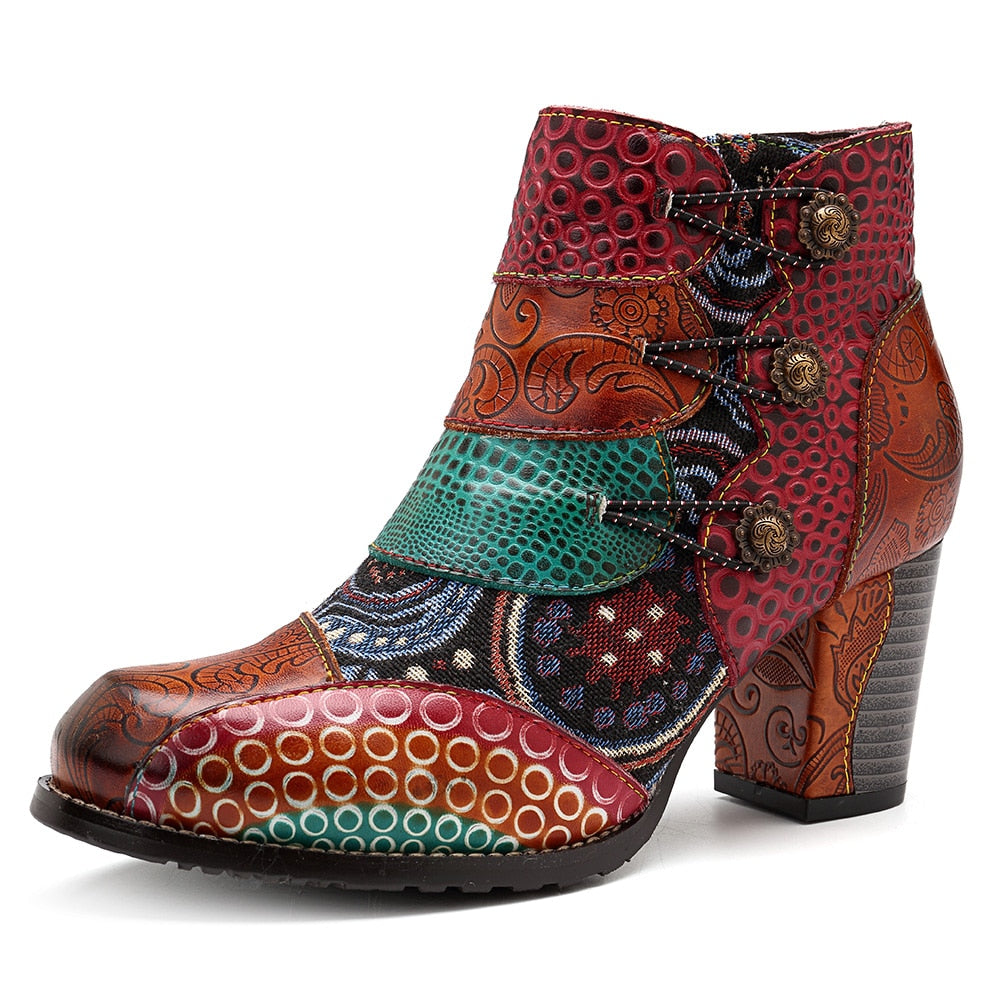 Bottines Gracosy Cuir Authentique Vintage - Élégance et Style-Chaussures-PARIS FEMME