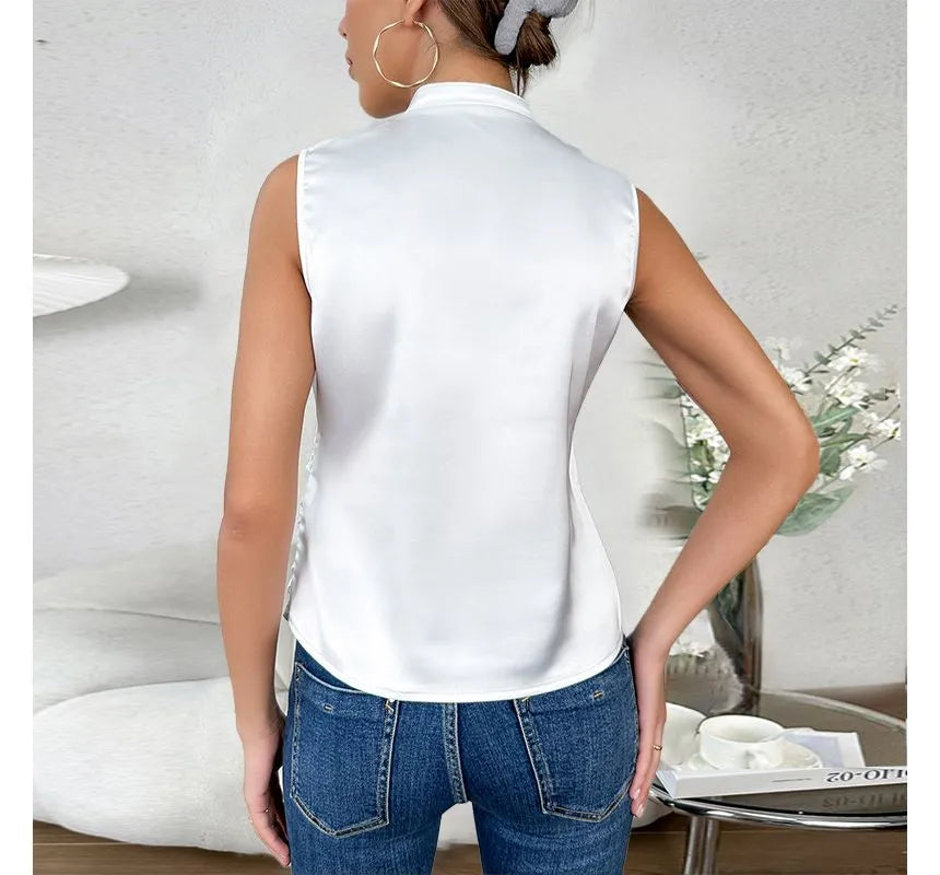 Alicia - Elegant Lisse - Sans Manches Haut-Chemisier-PARIS FEMME