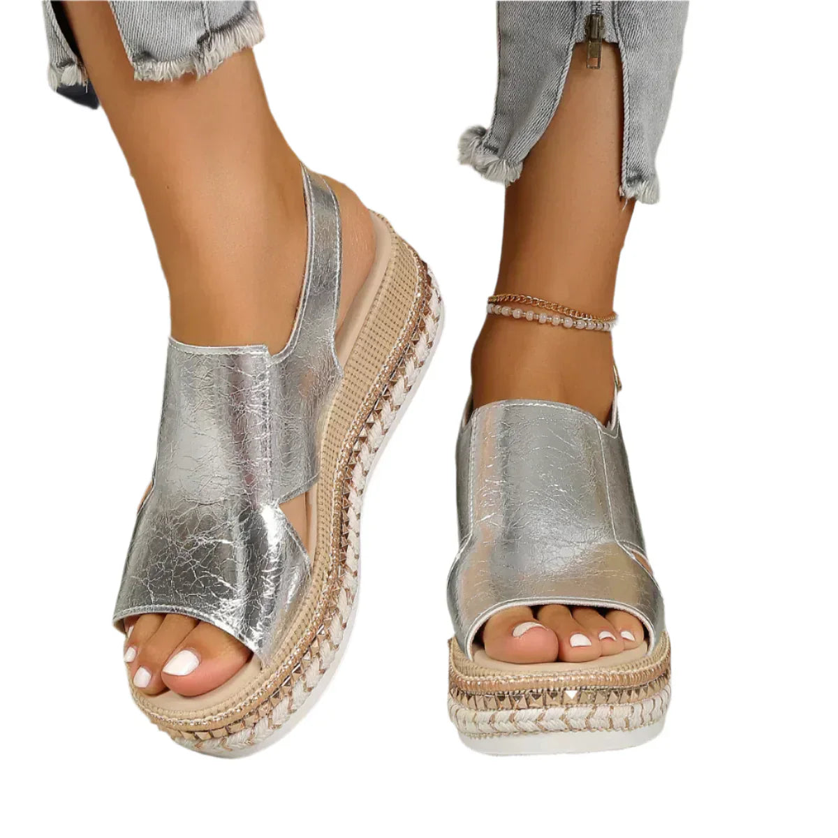 Lina Chaussures à talon compensé décontracté – Sandales à talon compensé confortables et élégantes pour femmes-Sandales-PARIS FEMME