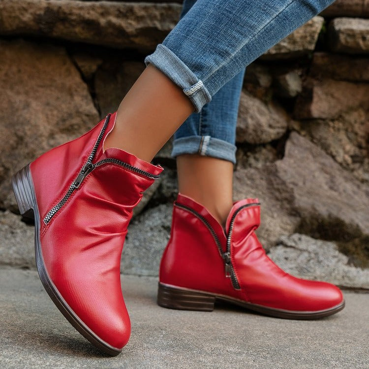 Bottes zippées en cuir durable pour femmes - Birgitta-Chaussures-PARIS FEMME