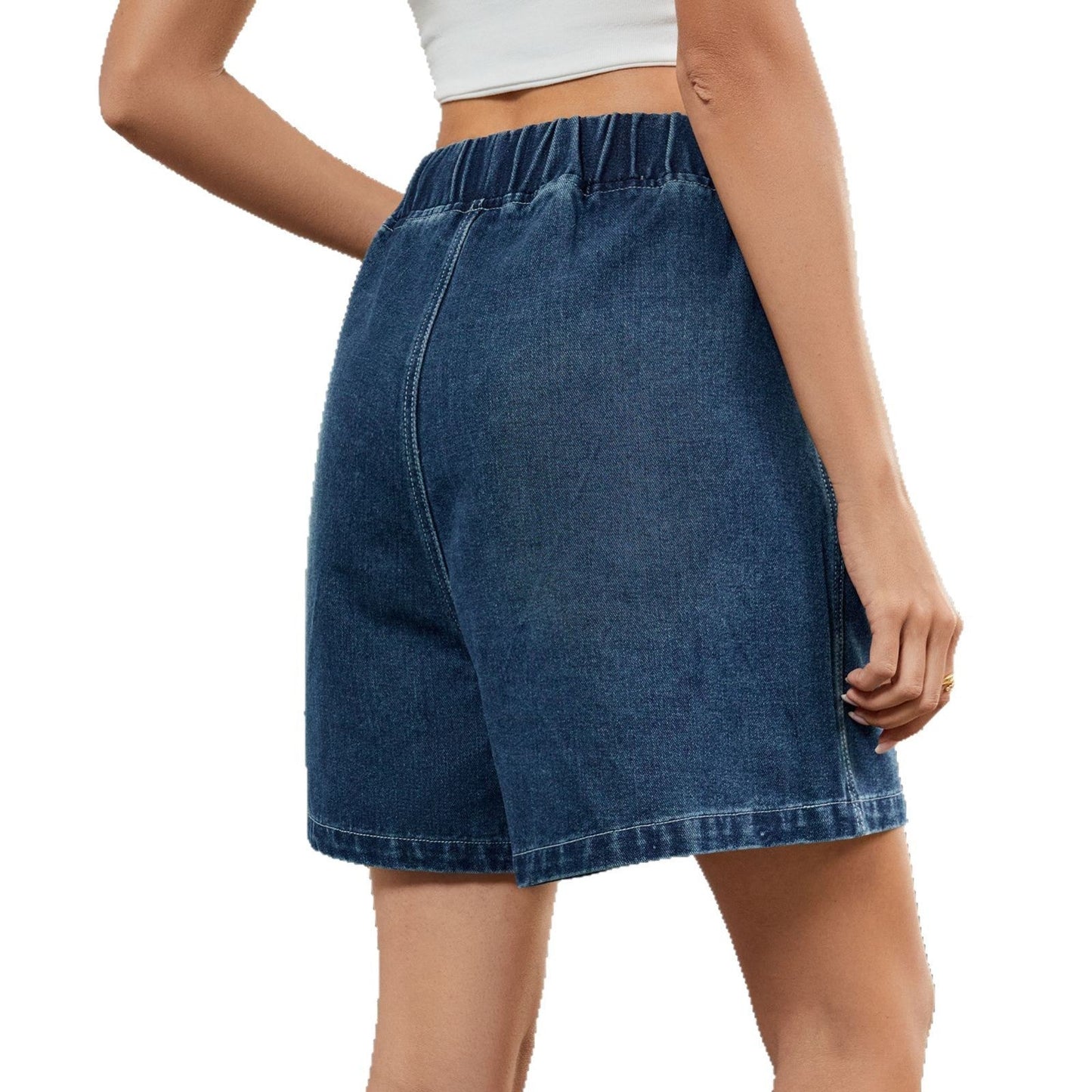 Shorts en denim confortables pour femmes avec taille élastique et poches latérales Chic und Stil-Short en jean-PARIS FEMME