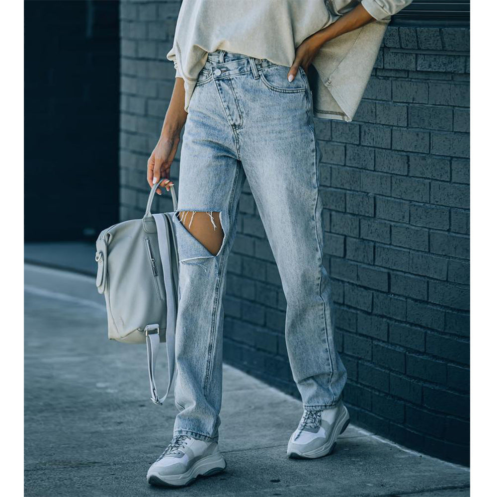 Dames Jeans Destroyed au Style Vintage Chic und Stil-Jeans-PARIS FEMME