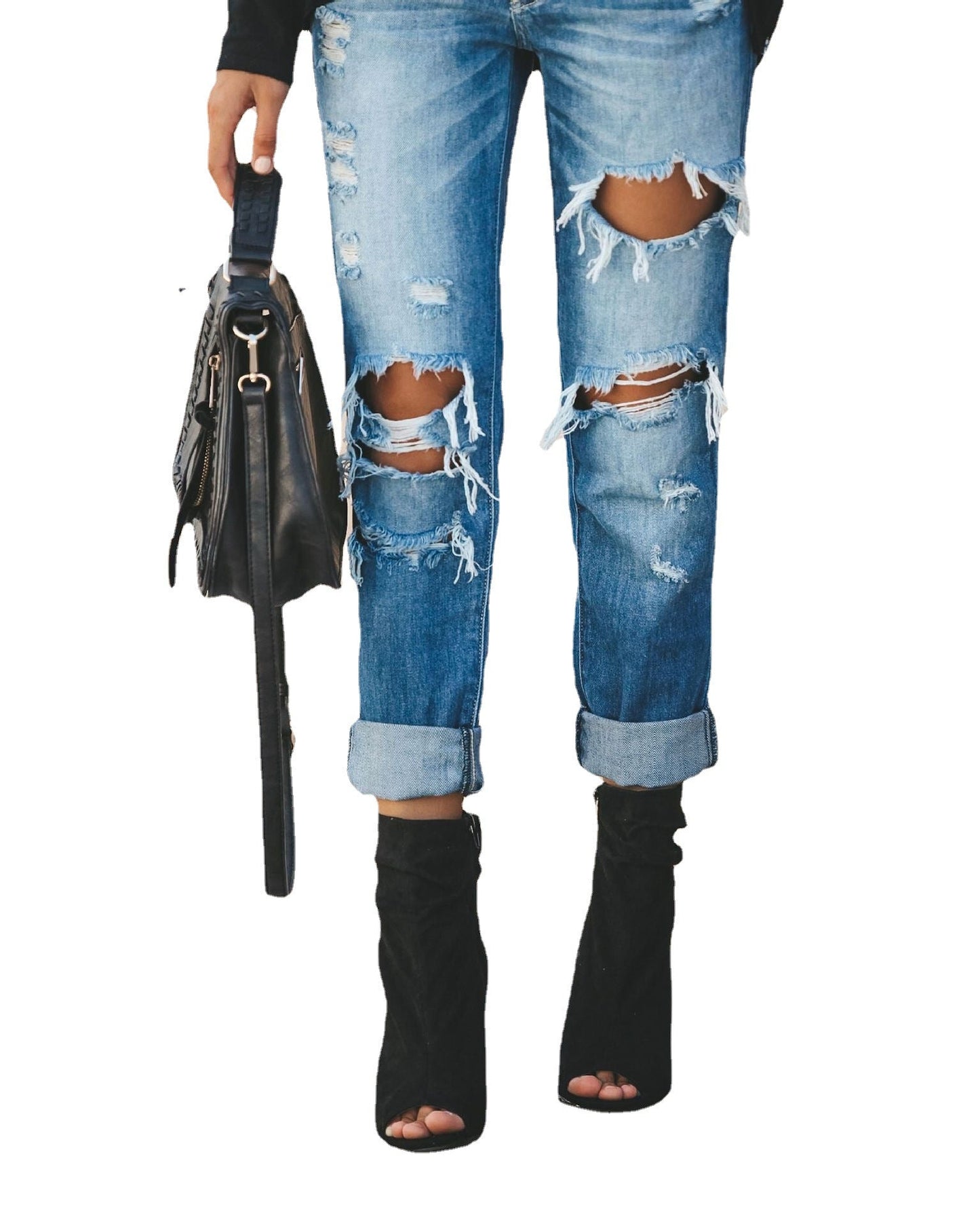 Jeans Boyfriend pour dames avec des détails détruits stylés et taille haute Chic und Stil-Jeans-PARIS FEMME