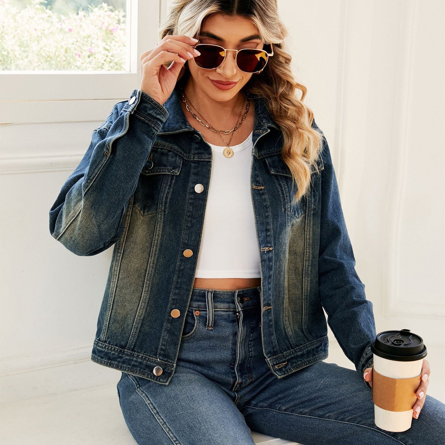 Veste en jean pour femmes Chic und Stil-Jeans Outfit-PARIS FEMME
