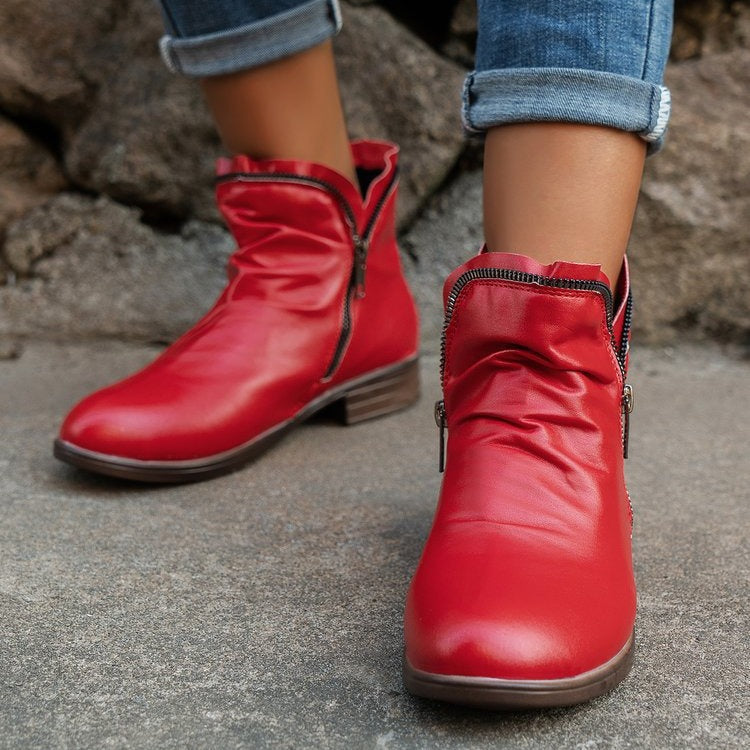 Bottes zippées en cuir durable pour femmes - Birgitta-Chaussures-PARIS FEMME