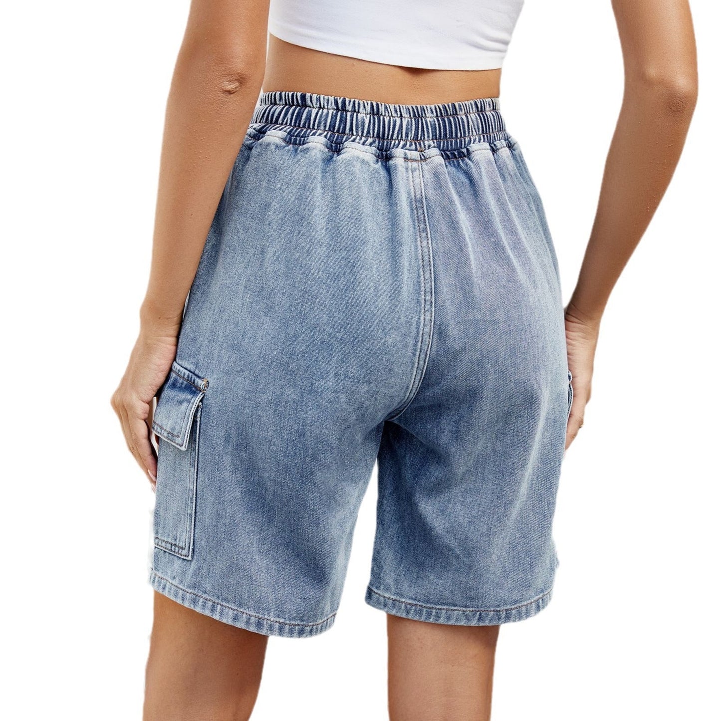 Shorts cargo femme avec taille élastique et poches latérales pratiques Chic und Stil-Short en jean-PARIS FEMME