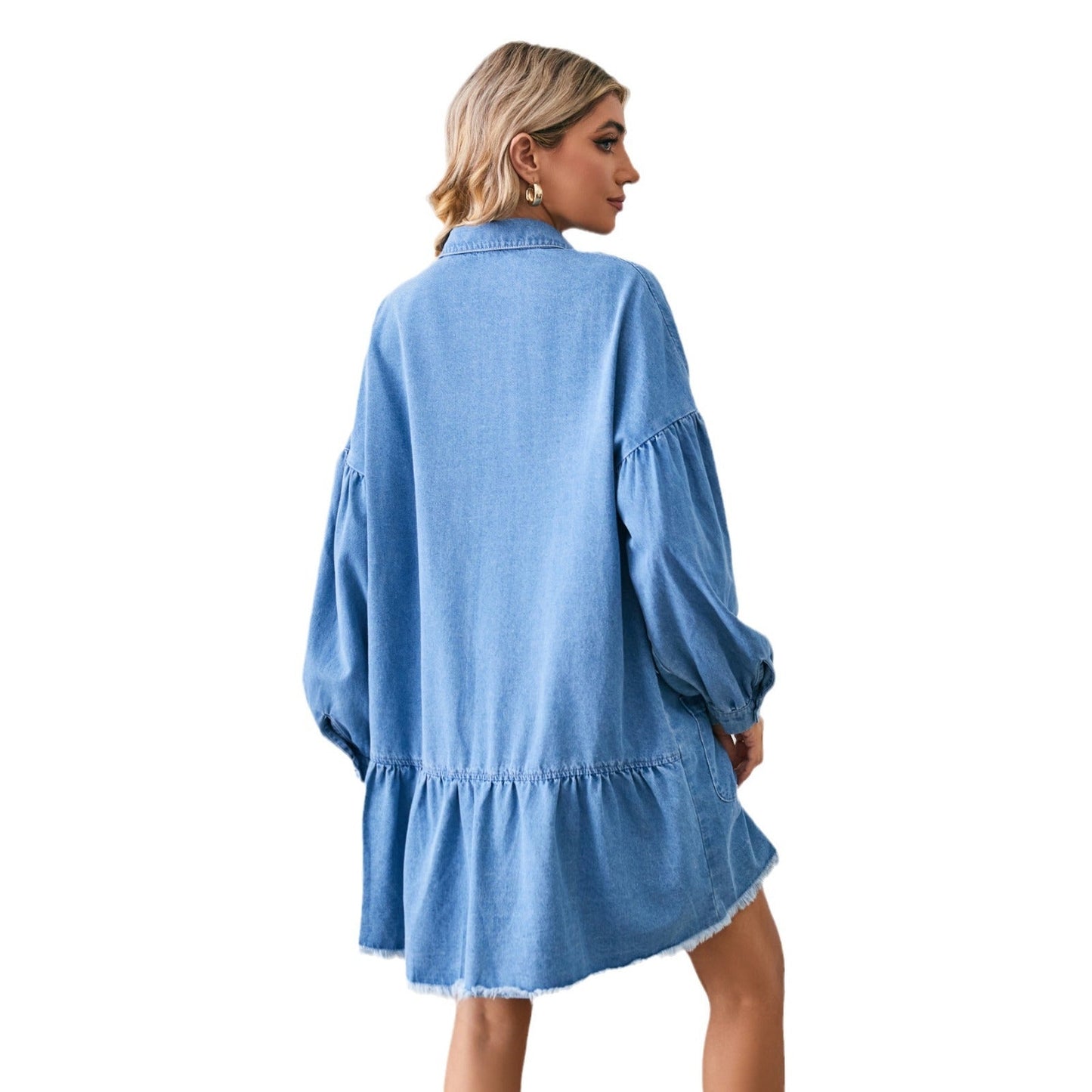Robe en jean pour femmes avec des manches volumineuses Chic und Stil-Jeans Outfit-PARIS FEMME