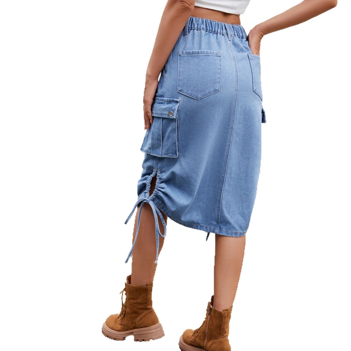 Jupe cargo pour femmes avec poches latérales et ourlet ajustable Chic und Stil-Short en jean-PARIS FEMME