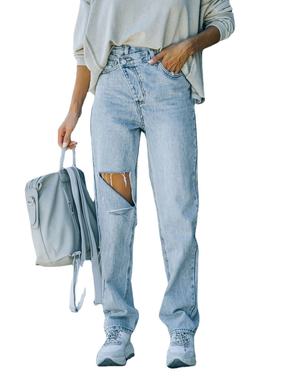 Dames Jeans Destroyed au Style Vintage Chic und Stil-Jeans-PARIS FEMME