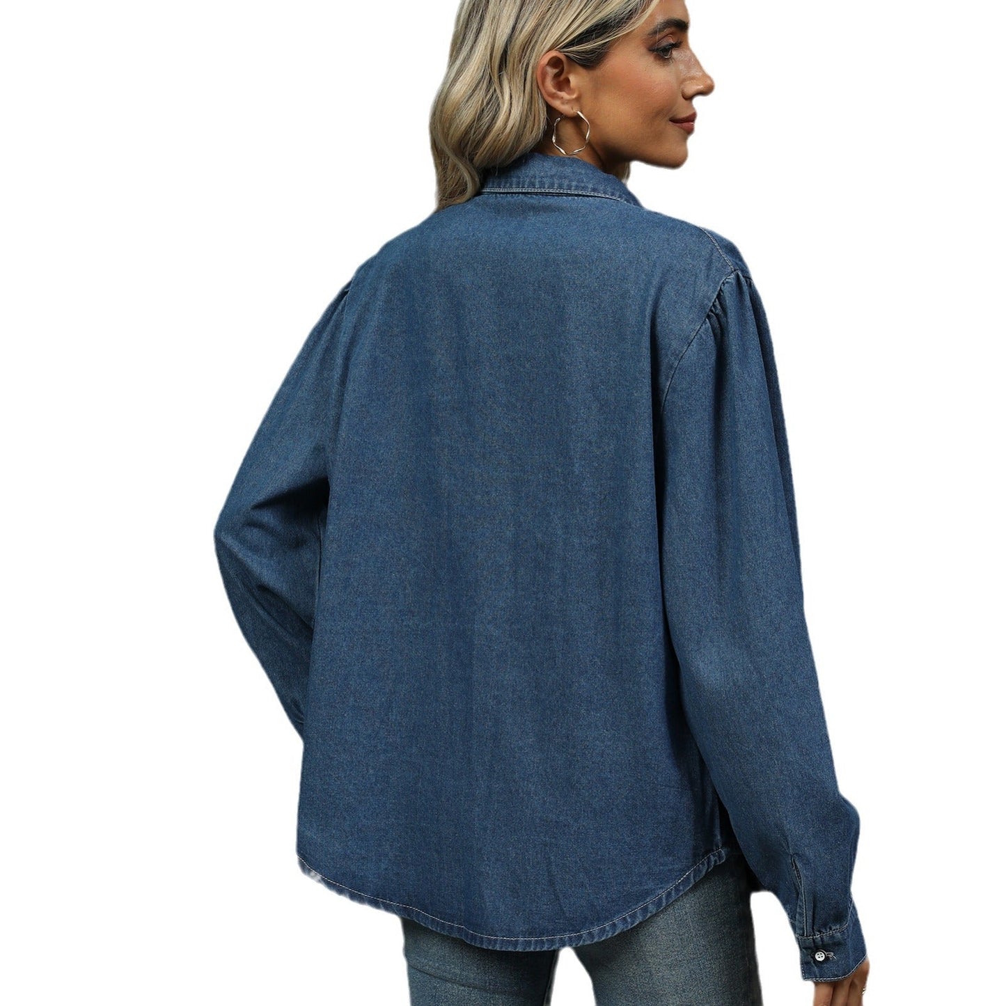 Chemisier en denim pour femmes avec détails plissés et coupe élégante Chic und Stil-Jeans Outfit-PARIS FEMME