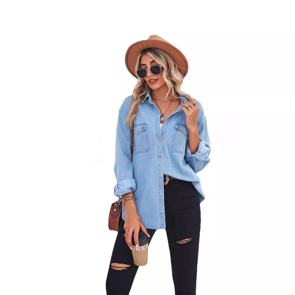 Veste en jean pour femmes au style décontracté avec poches plaquées et détails de boutons Chic und Stil-Jeans Outfit-PARIS FEMME