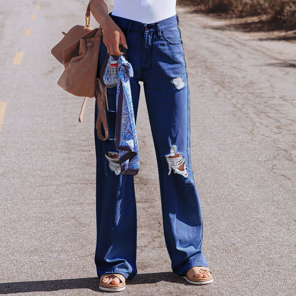 Jeans évasés pour femmes dans un style Destroyed tendance avec taille haute Chic und Stil-Jeans-PARIS FEMME