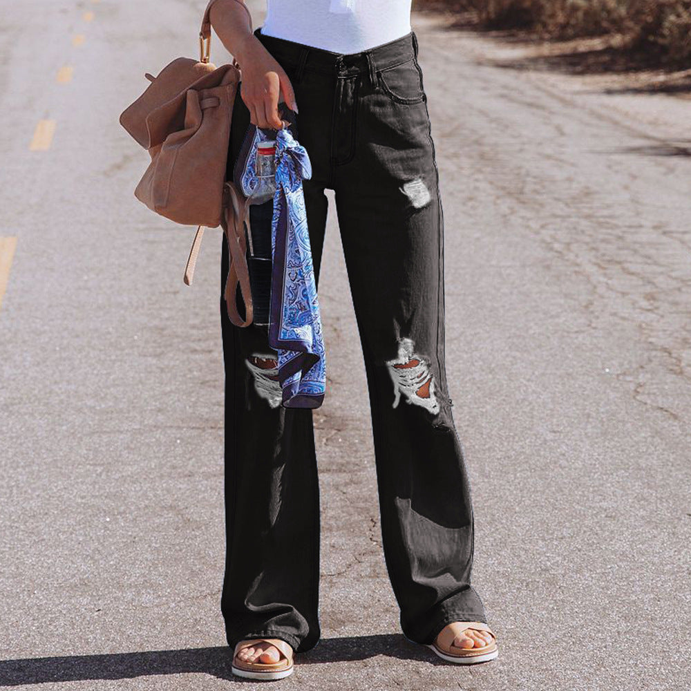 Jeans évasés pour femmes dans un style Destroyed tendance avec taille haute Chic und Stil-Jeans-PARIS FEMME