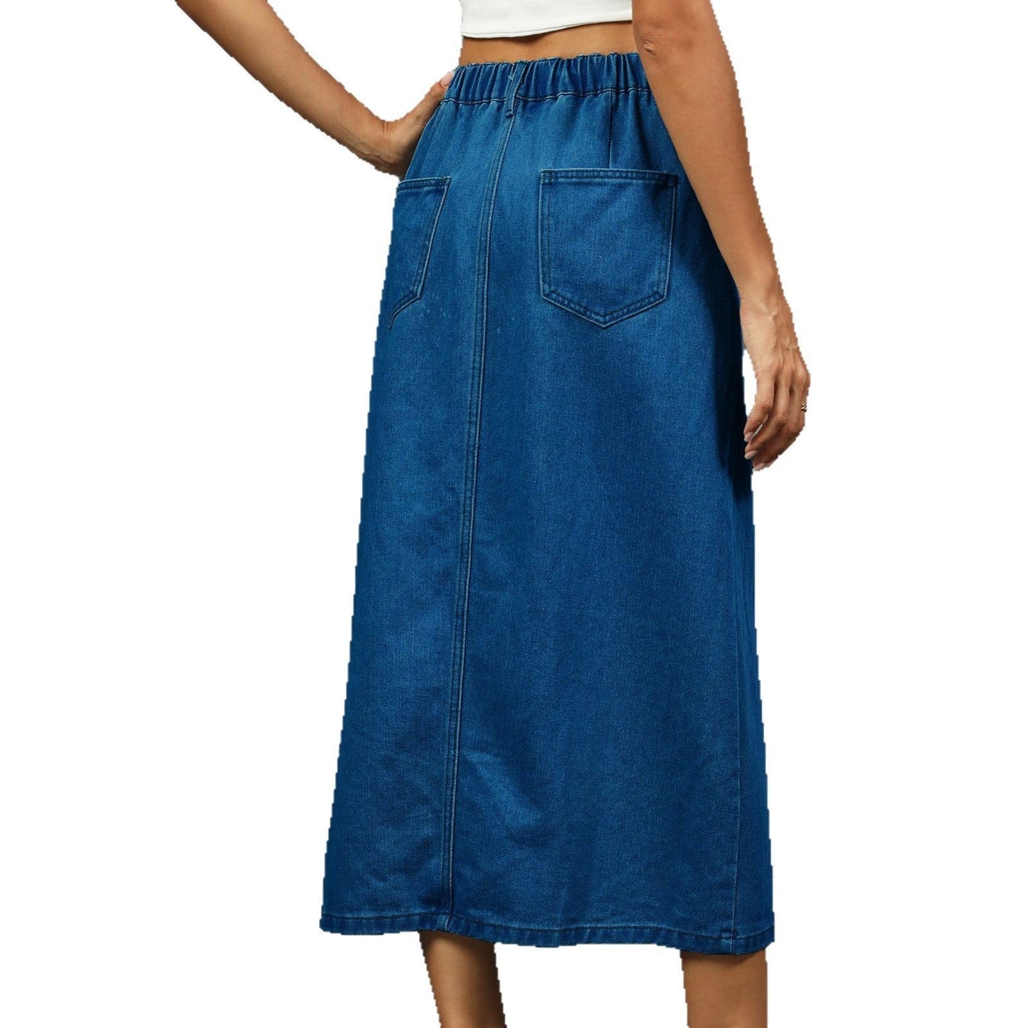 Jupe maxi en denim pour femme avec fente latérale et détails de bouton Chic und Stil-Short en jean-PARIS FEMME