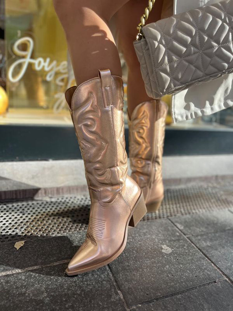 Bottes cowboy femmes métalliques - Style unique - Confort optimal-Chaussures-PARIS FEMME