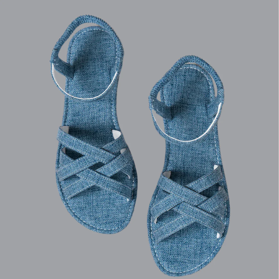 Sandales Azana Dame Bleues Plates – Confort Chic pour les Journées d'Été-Sandales-PARIS FEMME