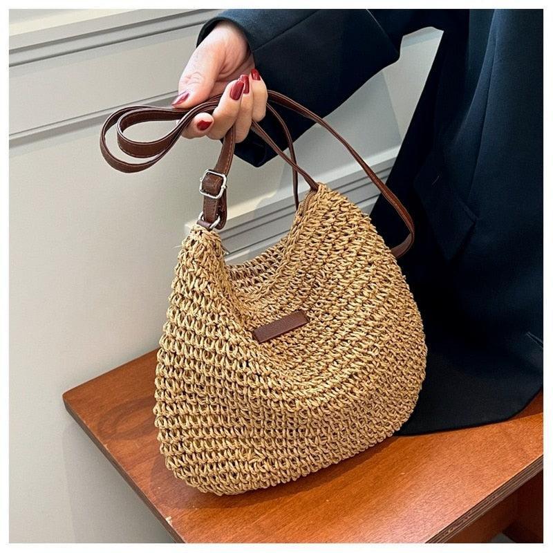 Sac Paille Tressée Artisanale - Tropical-sac à main-PARIS FEMME