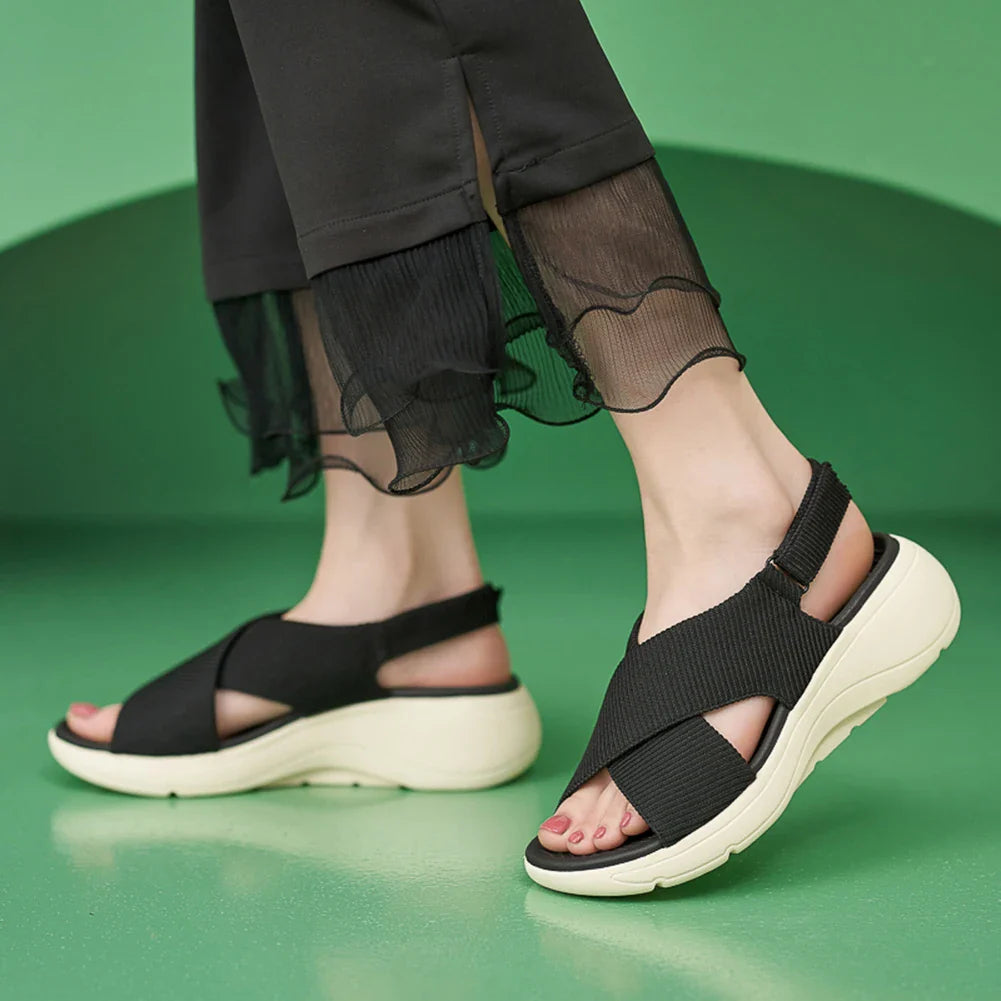 Vickie - Sandales compensées confortables pour femme-Sandales-PARIS FEMME