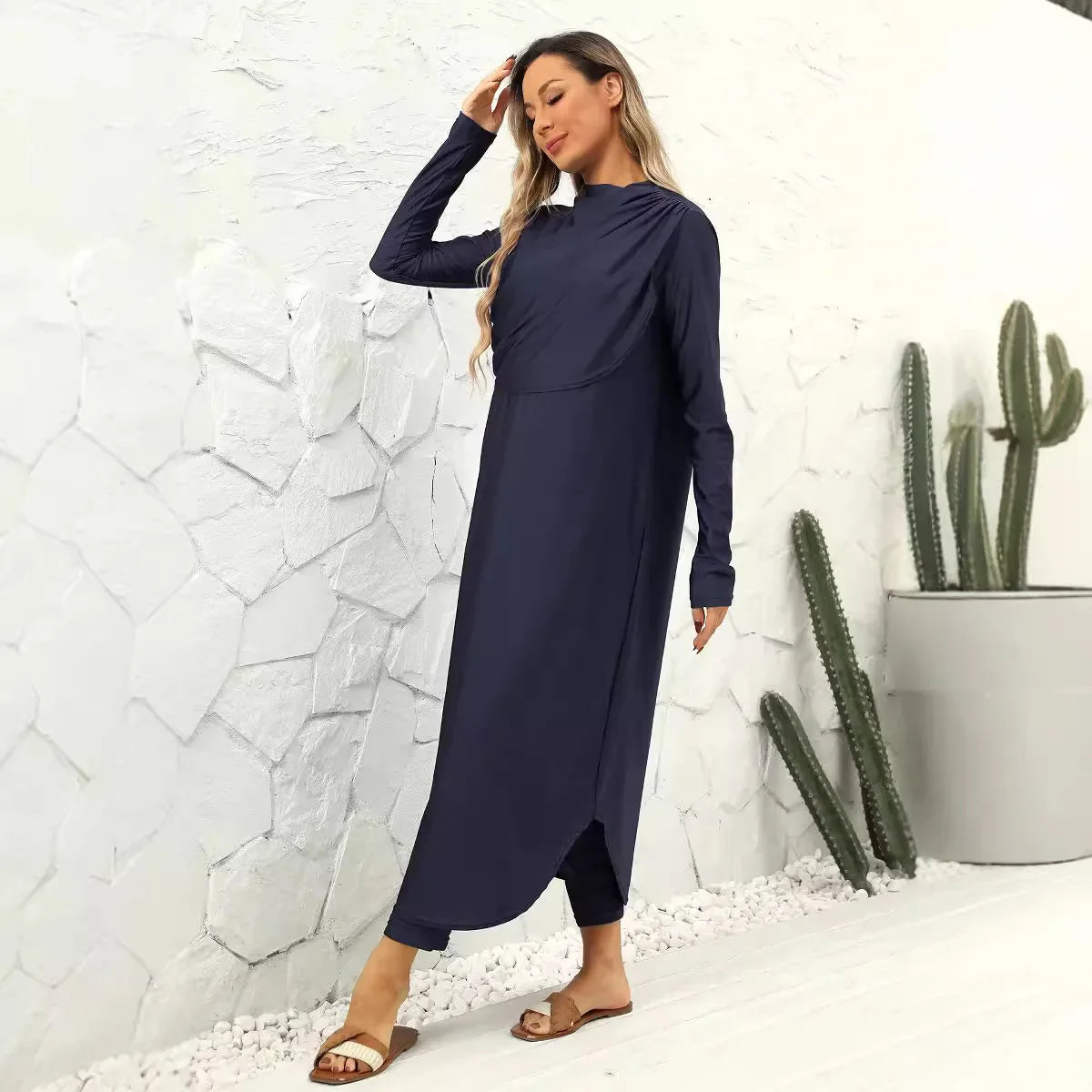 Maillot de bain noir modeste - 3 pièces - Bonnet inclus-Burkini-PARIS FEMME
