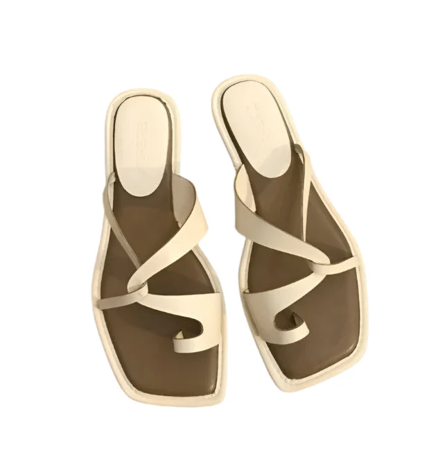 Joséphine - Sandales minimalistes à brides croisées et bout carré-Sandales-PARIS FEMME