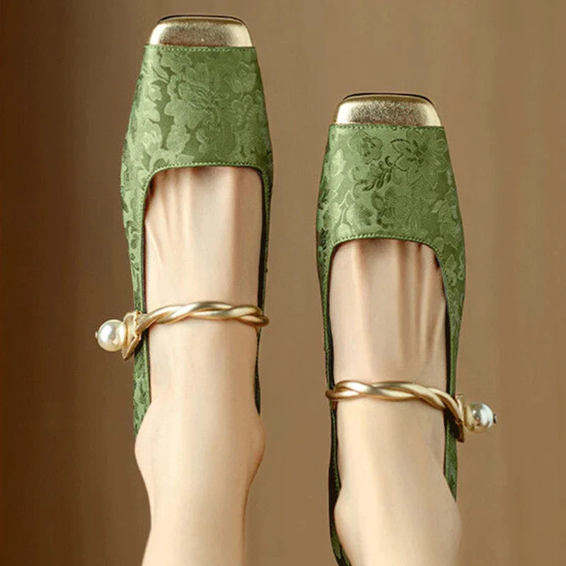 Talons Carrés Floraux Embossés Casvian - Chic Élégant-Chaussures-PARIS FEMME