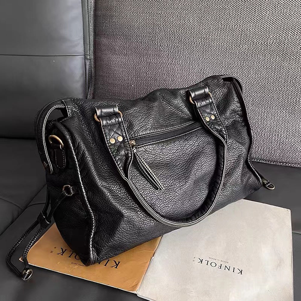 Élégance Noire - Sac à Main Luxe - Cuir Véritable-sac à main-PARIS FEMME
