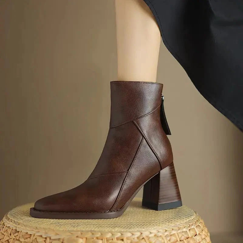 Bottes en Cuir à Talons - Élégance AMBER™ - Confort Chic-Chaussures-PARIS FEMME