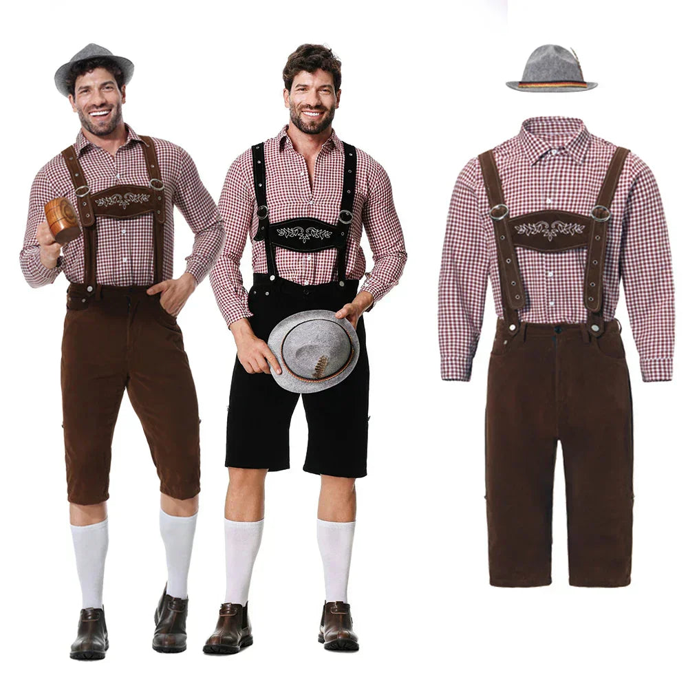 Traditionelle Herrenhose mit Hosenträgern - Leder - Bereit für das Oktoberfest